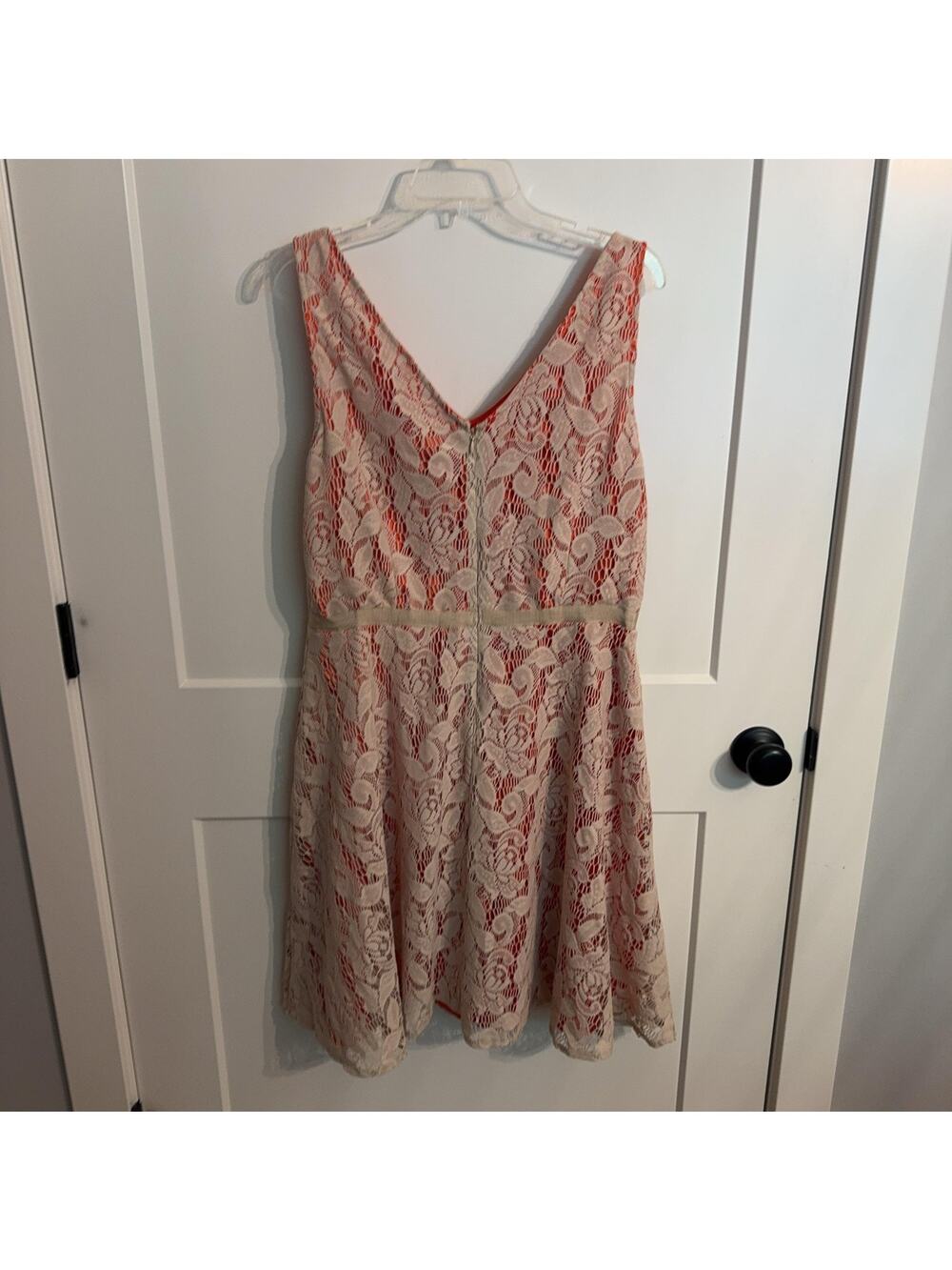 Danny & Nicole Dress Sz 16 Sleeveless Cream Lace Fit & Flare V Neck Wedding Boho